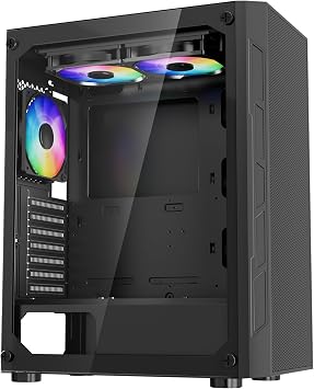 VEVOR PC Gaming Case, Mid-Tower, Computer Case with High-Airflow Tempered Glass Panel, Dust Filter, 3 x 120 mm ARGB Fans, Easy Cable Management, for GPU up to 320 mm in Length, for ATX/M-ATX/ITX