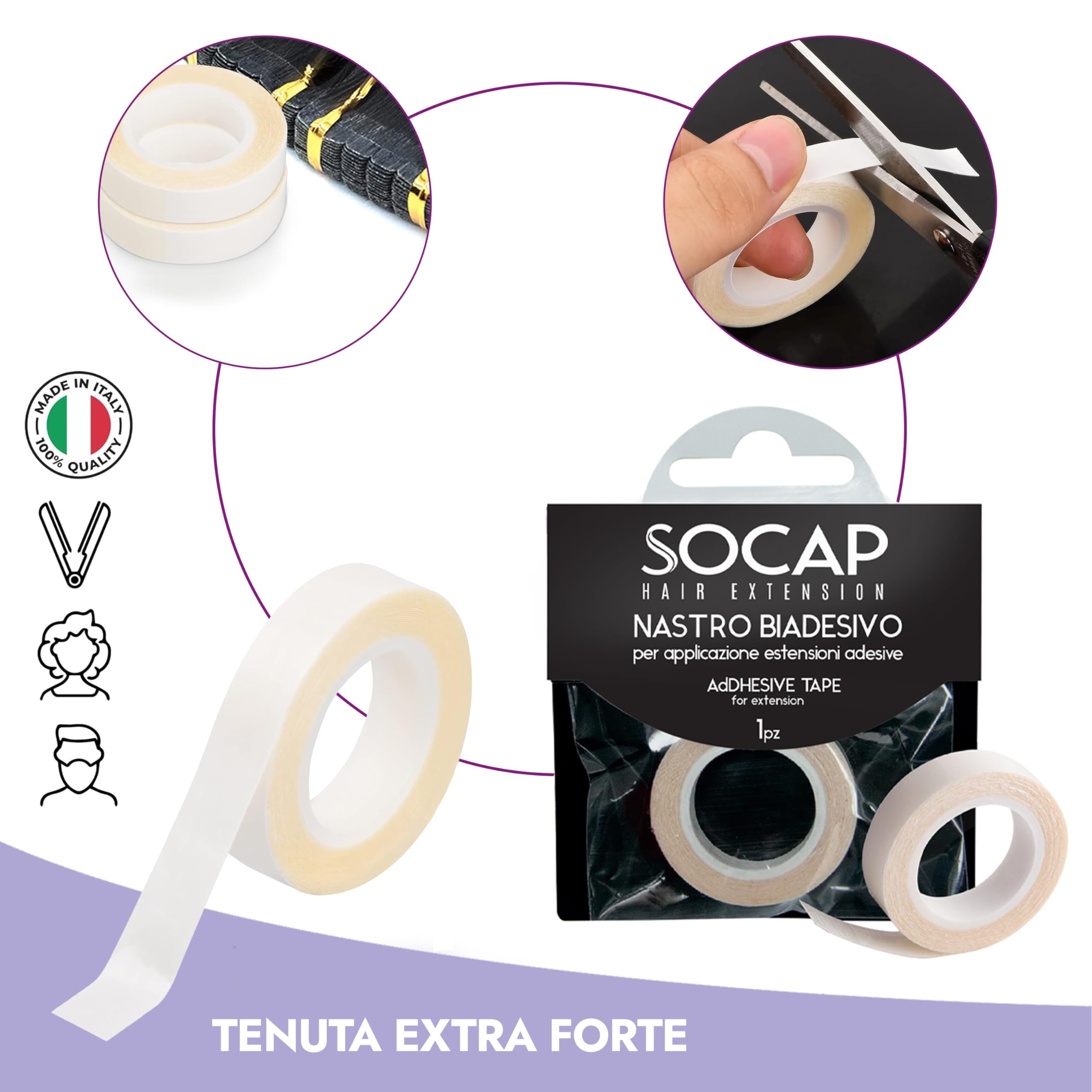 Nastro Extension Biadesive per applicazione Extension Adesive e Sostituzione Extra Forte Tape 1 Pezzo - 2 Metri