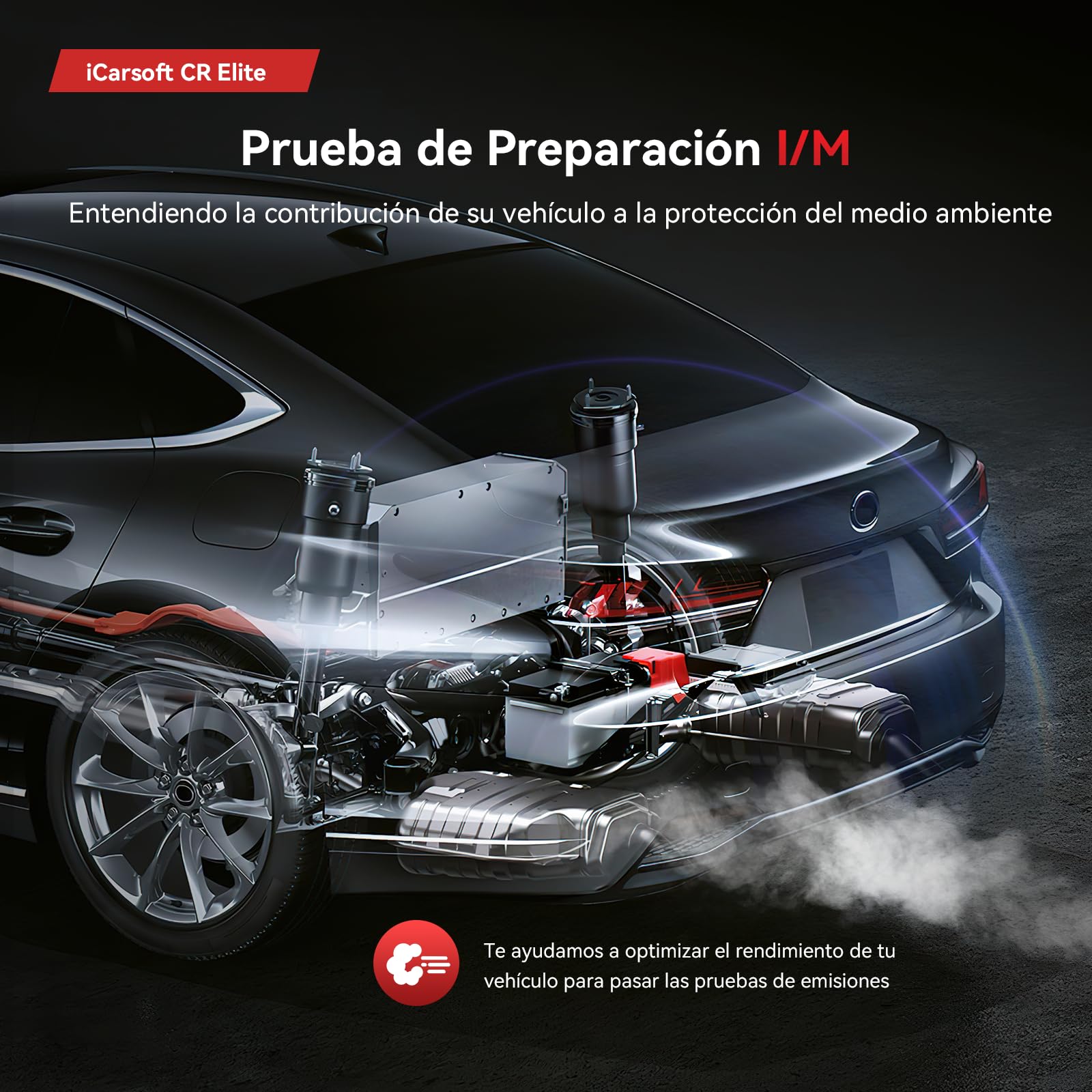 iCarsoft CR Elite OBD2 Máquina Diagnosis Coche Multimarca, Escáner de Coche para Motor, ABS, SRS y Transmisión, Detector Fallos Coche con 9 Funciones Reinicio, Prueba de Batería