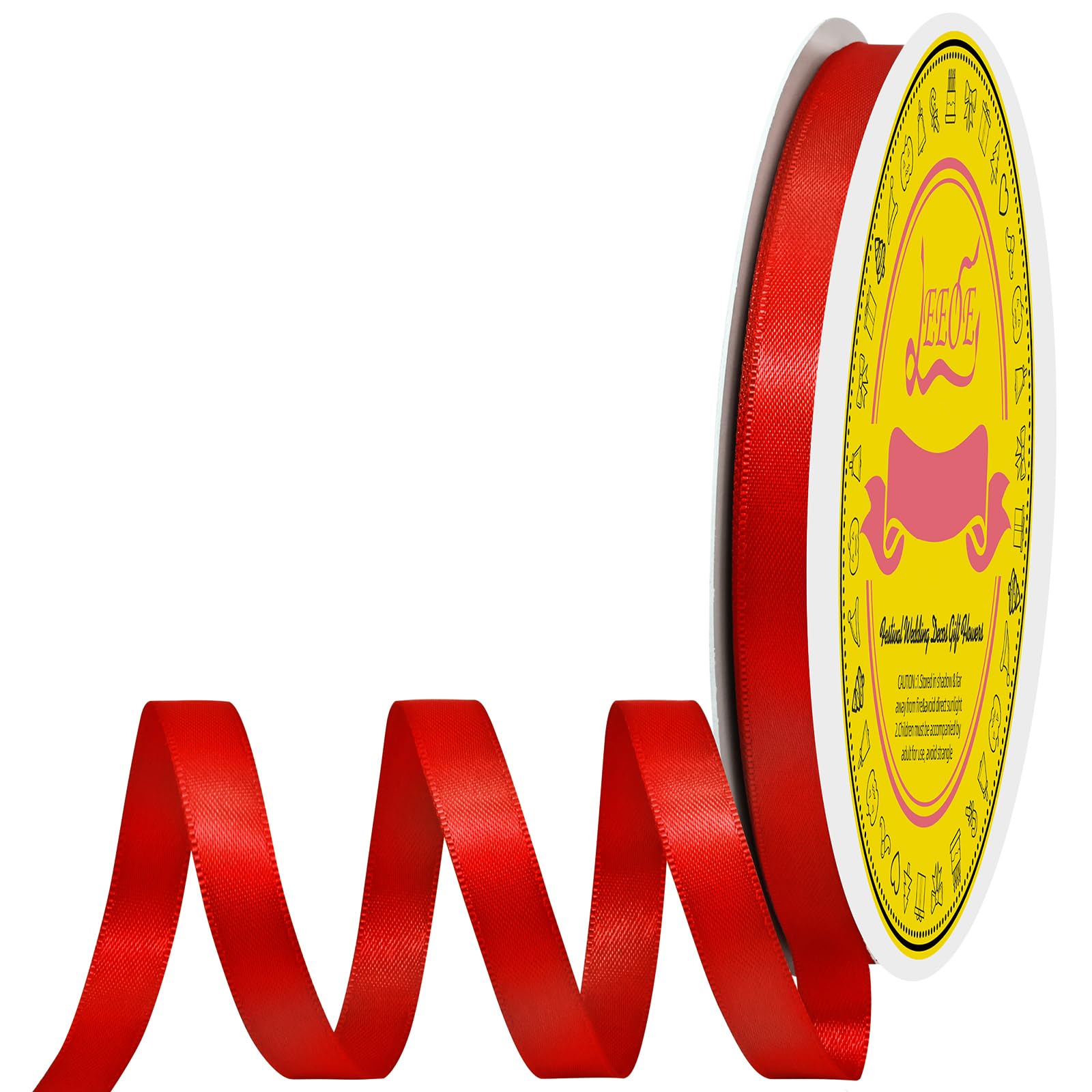 Double Face Red Satin Ribbon 3/8 inch X 50 Yards Polyester Red Ribbon for Gift Wrapping Very Suitable for Weddings Party Hair Bow Invitation Decorations and More