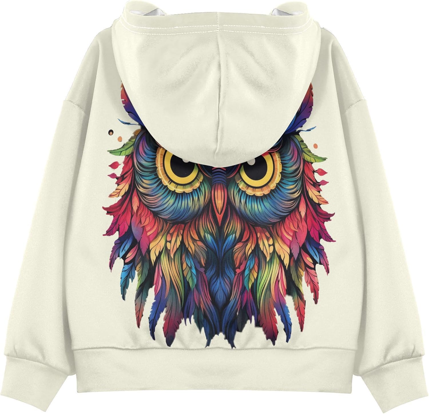 ALAZA rainbow Owl Print Boho Hoodies Sweatshirt for Boys Girls Kids Hooded Pullover Top