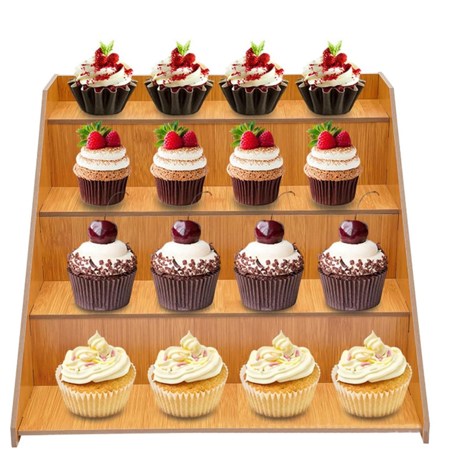 Soporte de presentación de Pasteles Organizador de postres de 4 Niveles para panaderías Cafeterías Uso doméstico Solución de Almacenamiento Que Ahorra Espacio Estante para postres de