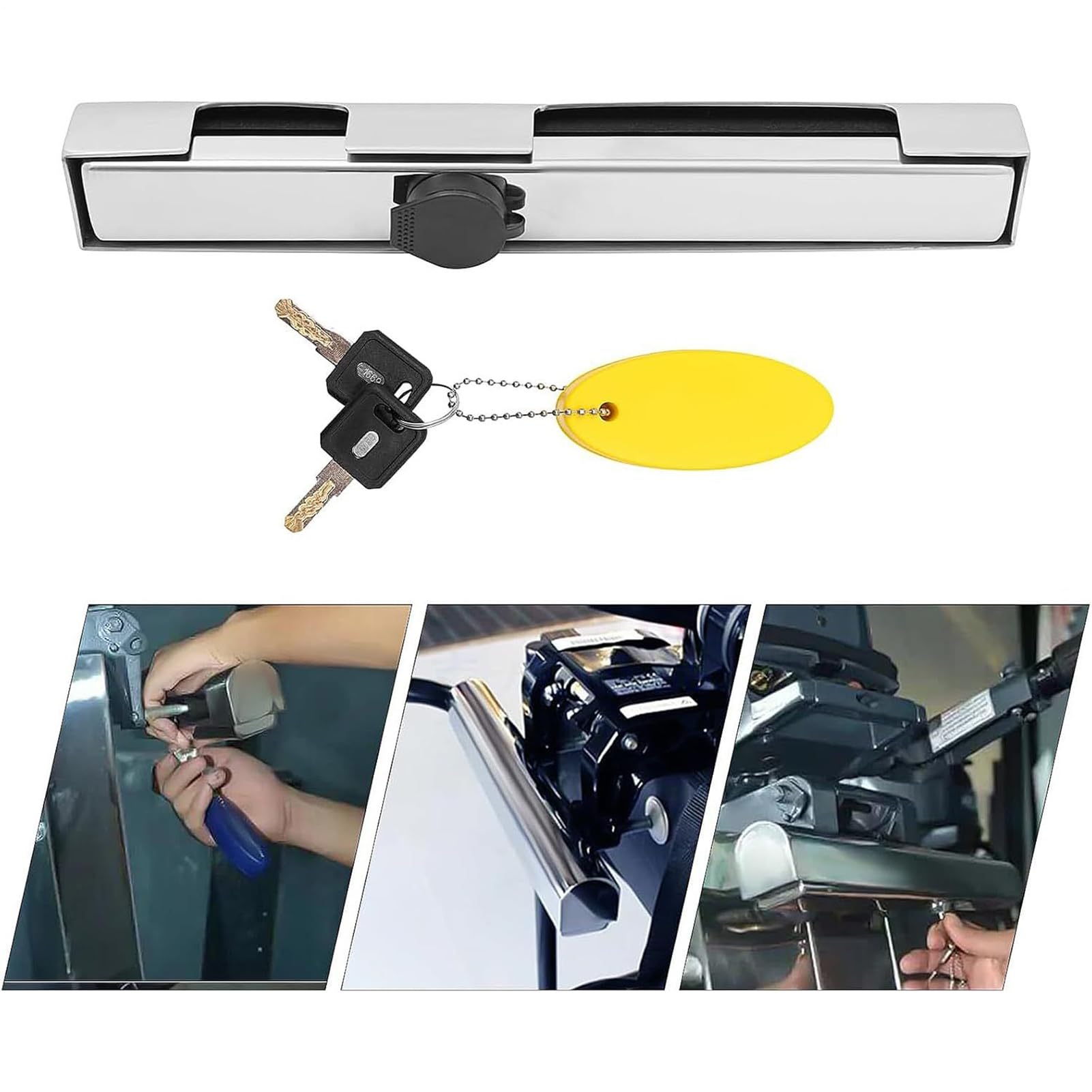 Serratura motore fuoribordo, in acciaio inox, regolabile, per motori marini, resistente, di sicurezza per esterni, per spiaggia, principianti e professionisti | Lucchetto Fuoribordo per Barca ad Alta Sicurezza di sicurezza outdoor per adulti, esperti,