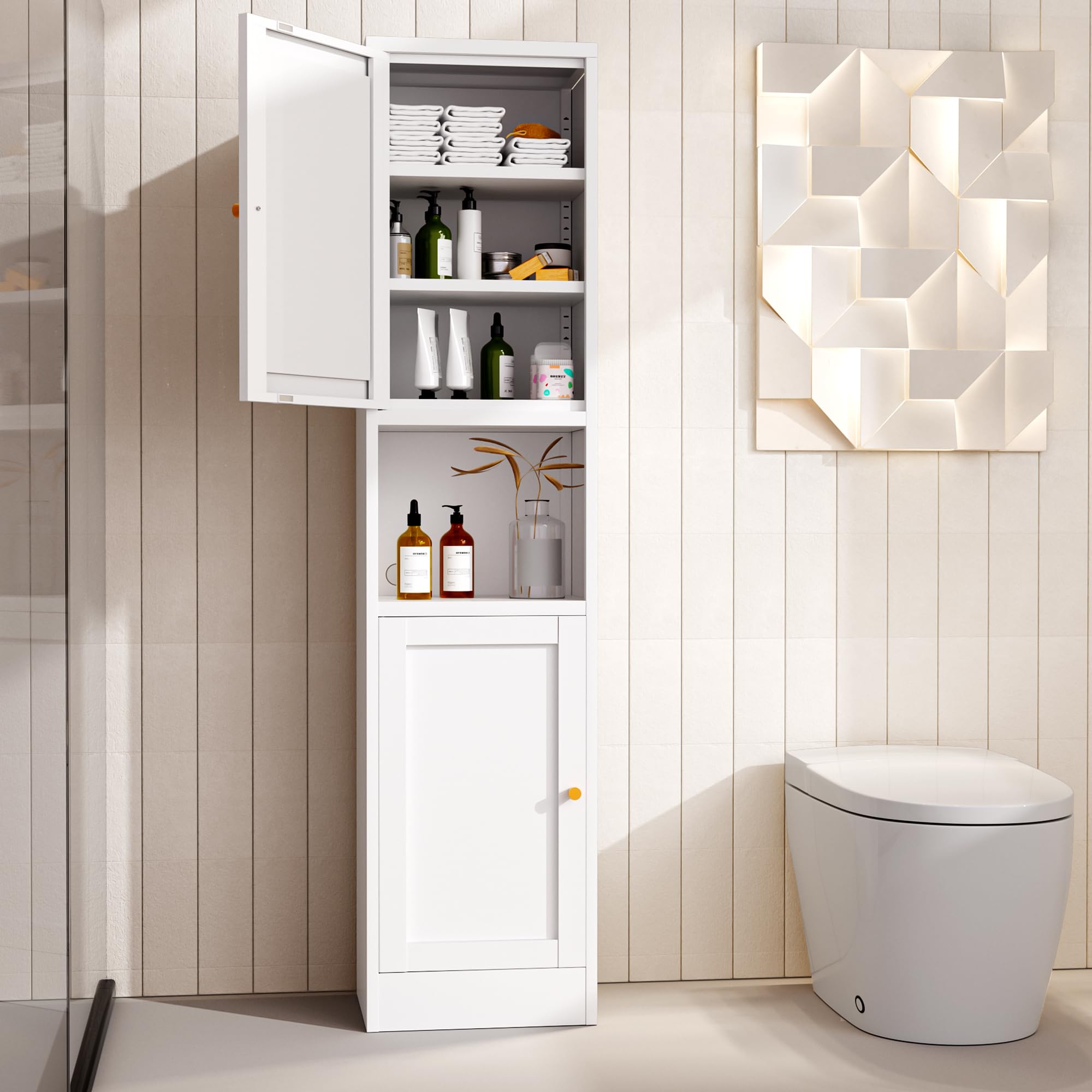 Amazon.com: Boegica 67" Tall Metal Bathroom Storage Cabinet,6-Tier ...