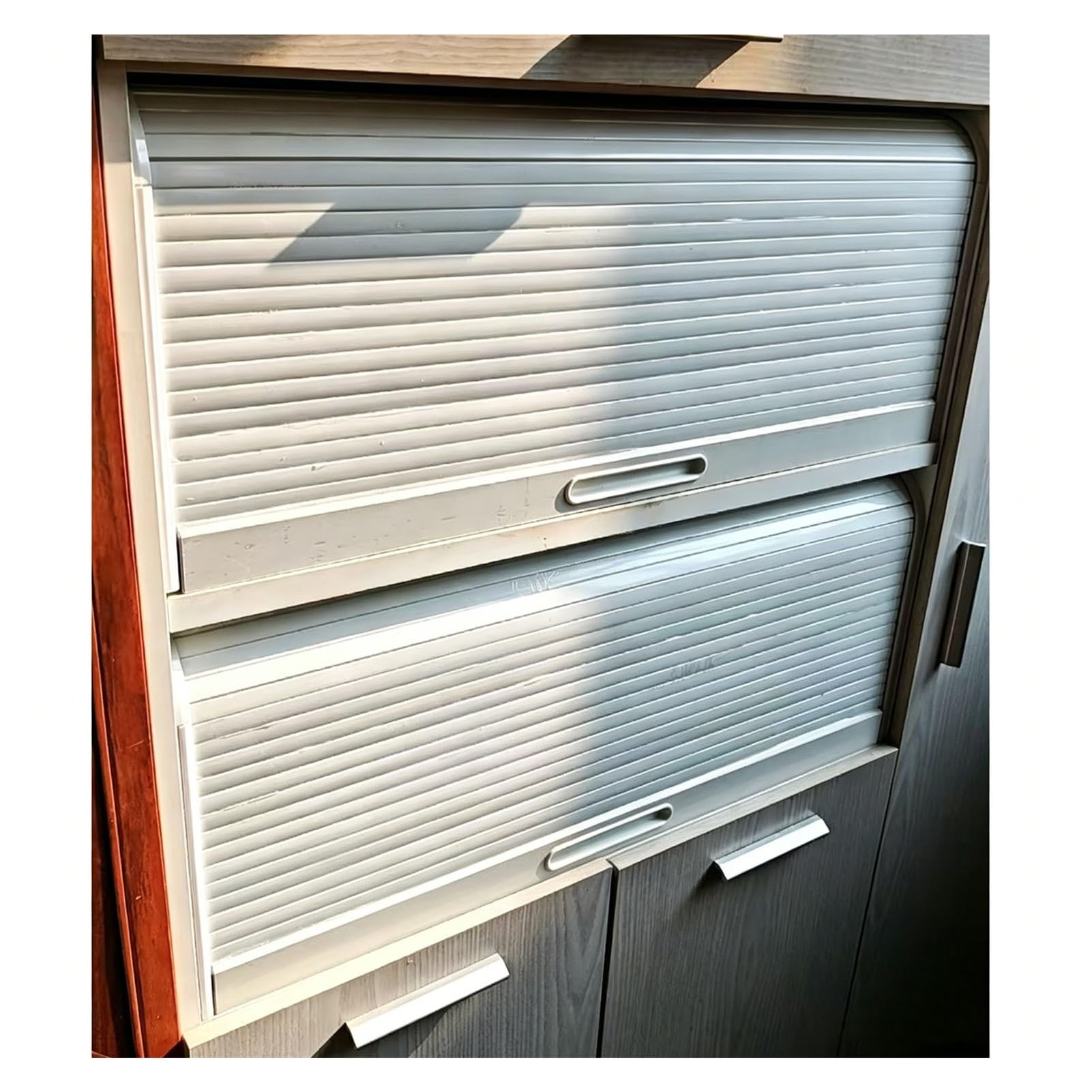 Volet Roulant Manuel Porte Cuisine Exterieure Kit de Porte À Tambour Portes Coulissantes Pour Camping-car, Bureau, Hôtel, Penderie(50x50 cm)