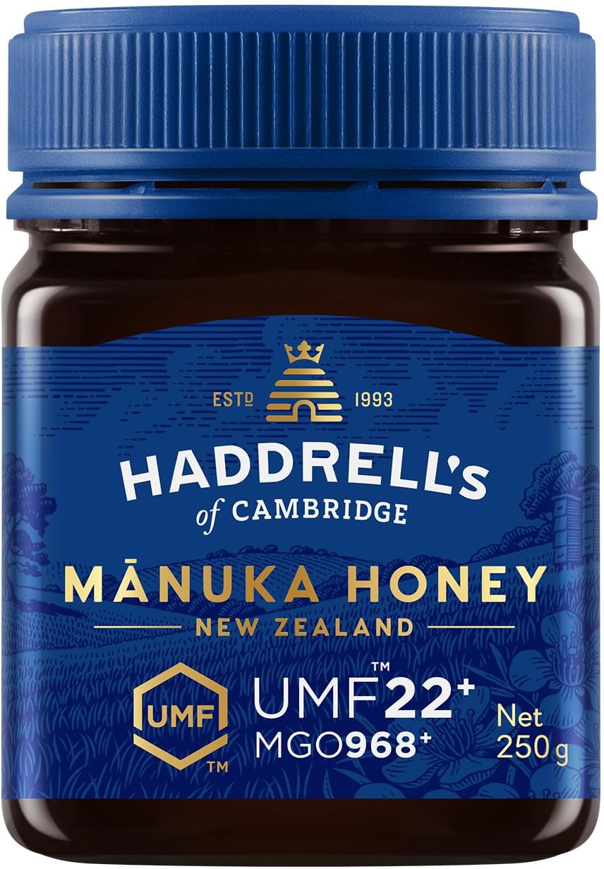 Haddrell's of Cambridge Manuka Honey | UMF 22+/MGO 968+ | Natural Premium New Zealand Manuka Honey | 250 Grams