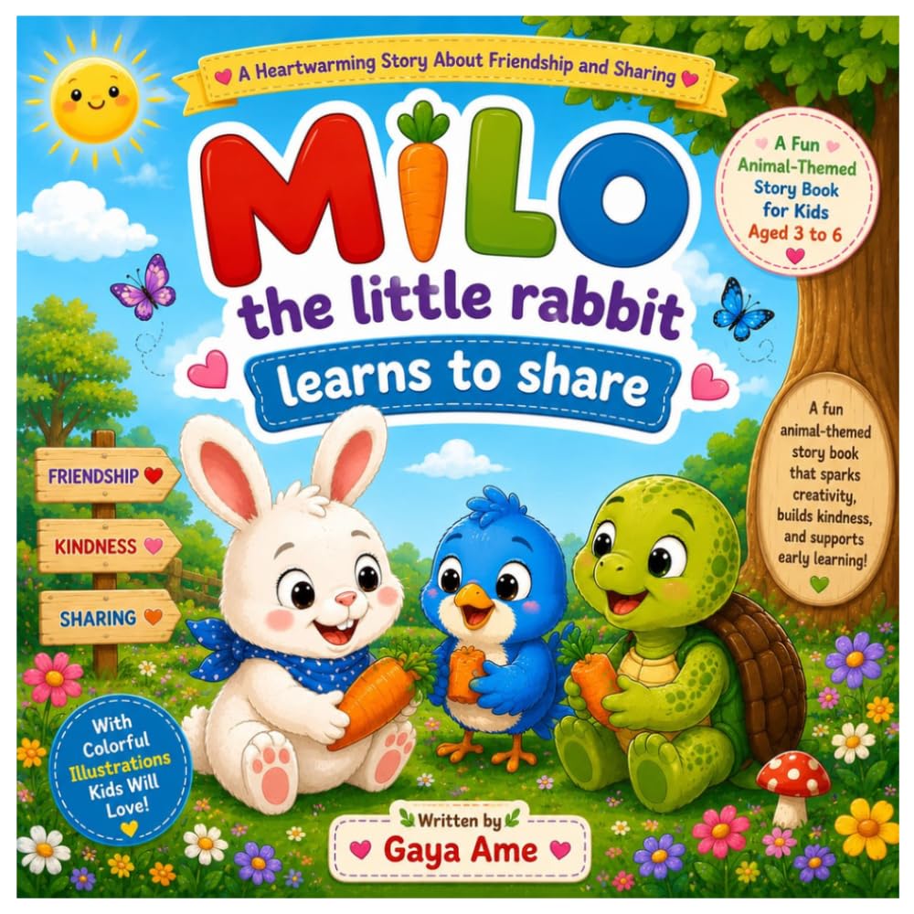 Milo the Little Rabbit Learns to Share: A Heartwarming Children's Picture Book About Kindness, Friendship, and Sharing for Kids Ages 3–6