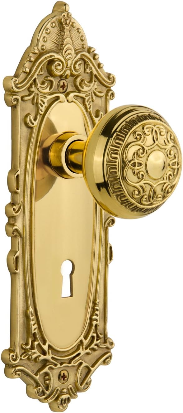 Nostalgic Warehouse Victorian Plate with Keyhole Egg & Dart Knob, Privacy - 2.375", Unlacquered Brass
