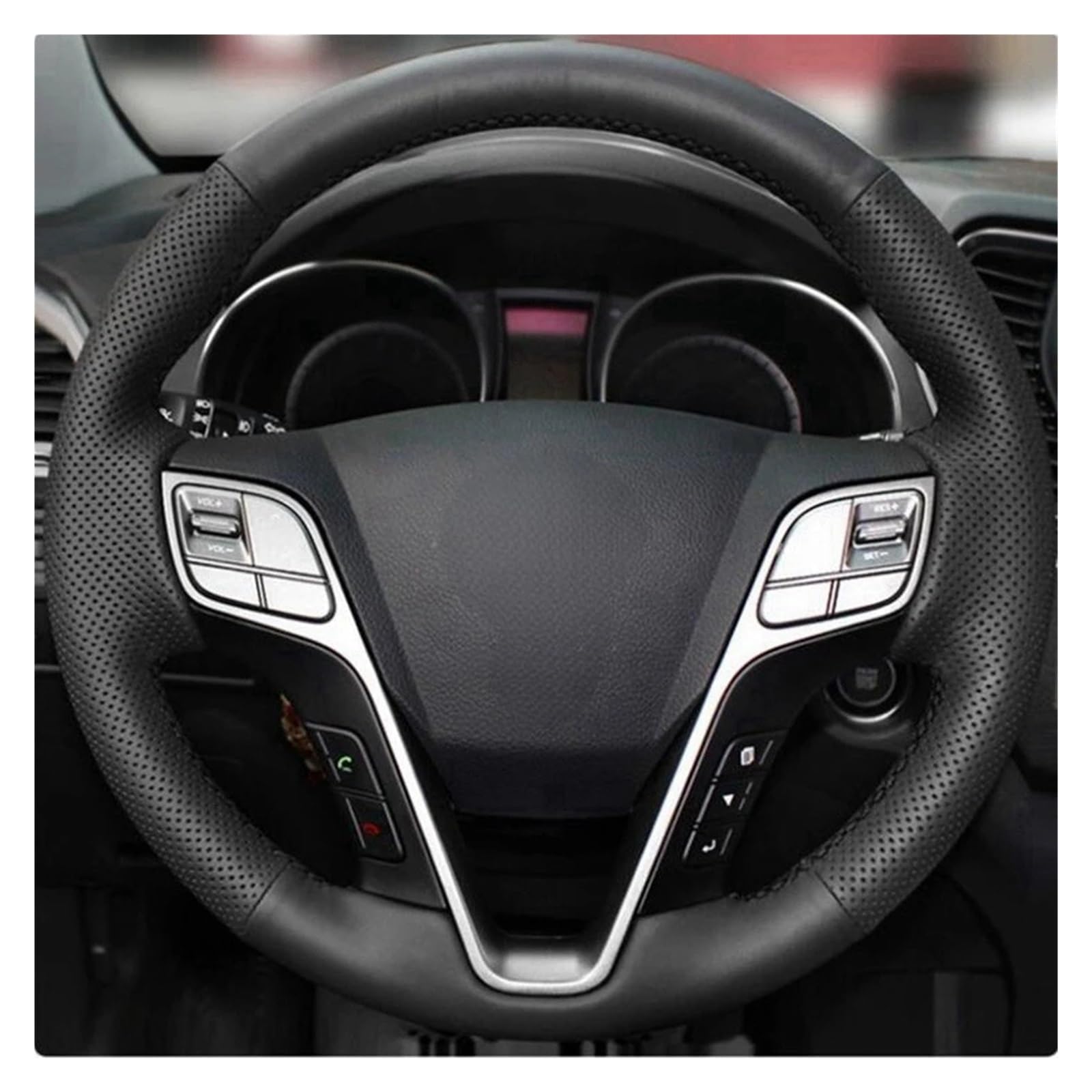 Lenkradschoner Für Hyundai Für Santa Für Fe 2013 Für Grand Für Ix45 Auto Lenkrad Abdeckung rutschfeste Schwarz Künstliche Leder Auto Lenkrad Abdeckungen Lenkrad Schutzhülle(Farbe:Yellow Thread)