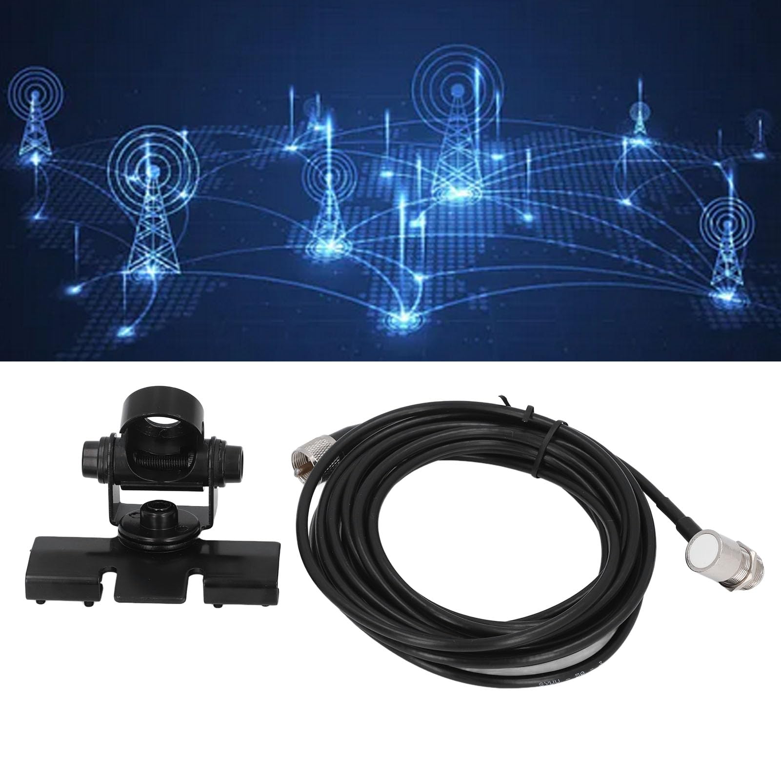 Support d'Antenne Radio Mobile Réglable 360° avec Câble Coaxial PL259 16,4 Pieds pour Nagoya RB 400 Vertex