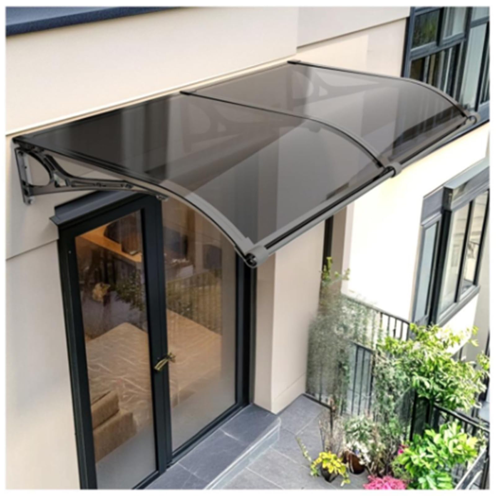 Auvent extérieur polycarbonate 65x100cm abri de porche et toit de terrasse