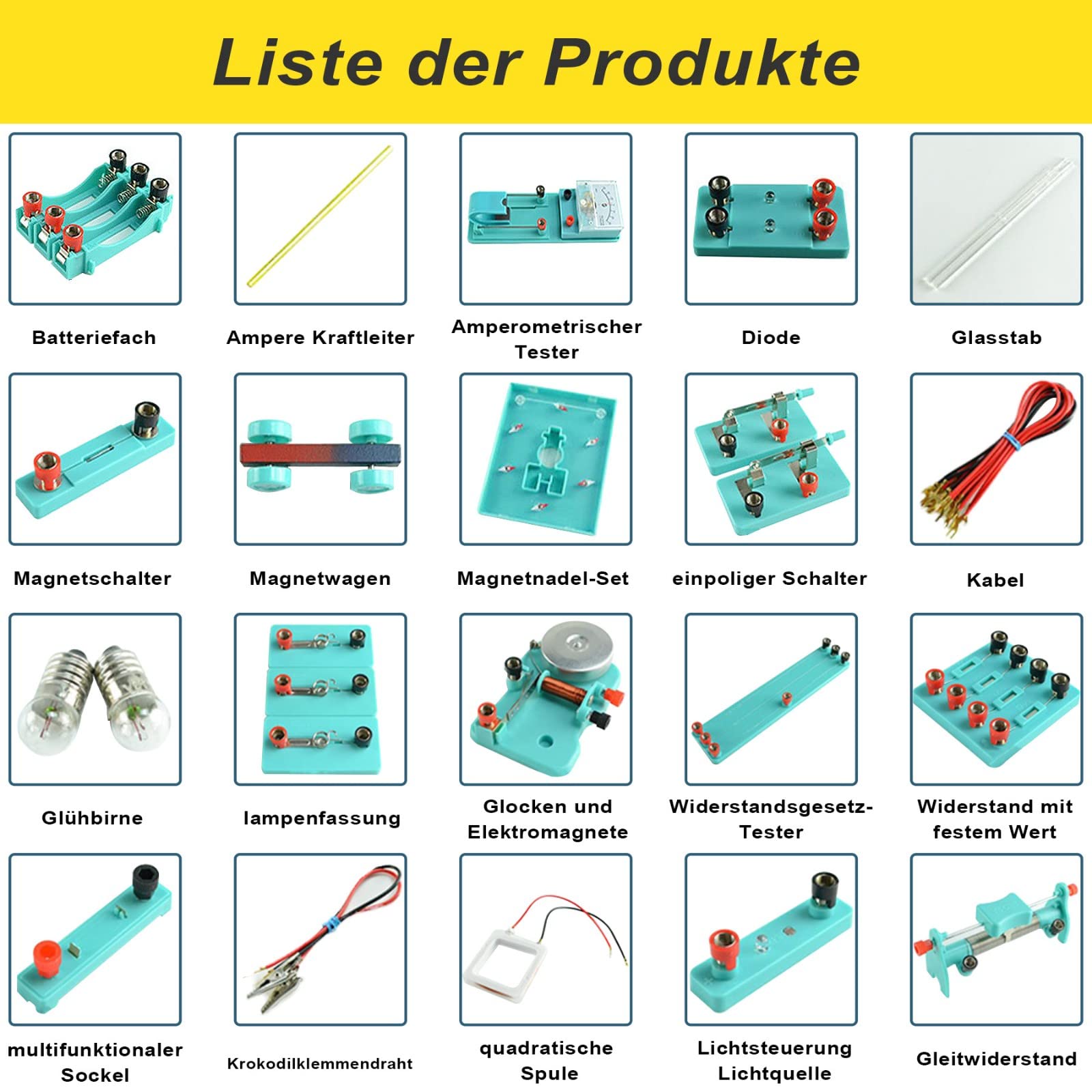 Physik Baukasten Elektrobaukasten für Kinder mit Anleitung in Deutsch | Physik Elektrizität und Magnetismus Experimente Kit Experimentierkasten für Junior, Senior High School Schüler