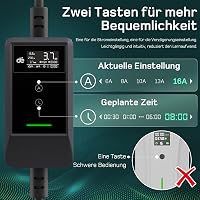 dé Type 2 Schuko 3.7 kW elektromos autó töltőkábel 15m LCD kijelzővel 2