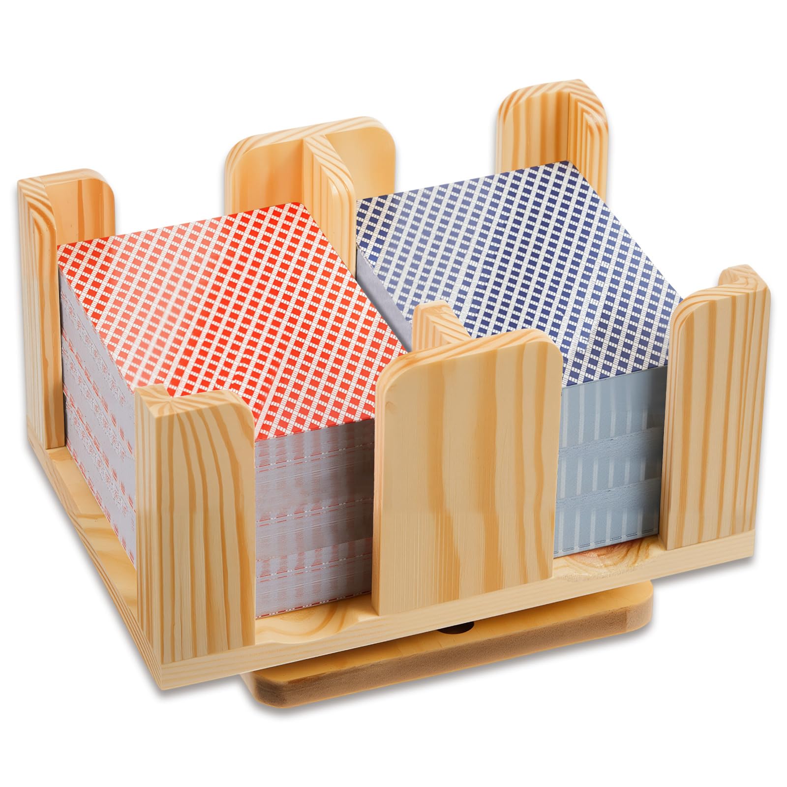Kathfly Upgraded 6 Decks Wood Playing Card Holder 360 Rotating Canasta Card Holder Tray Organizes Poker Games Smooth