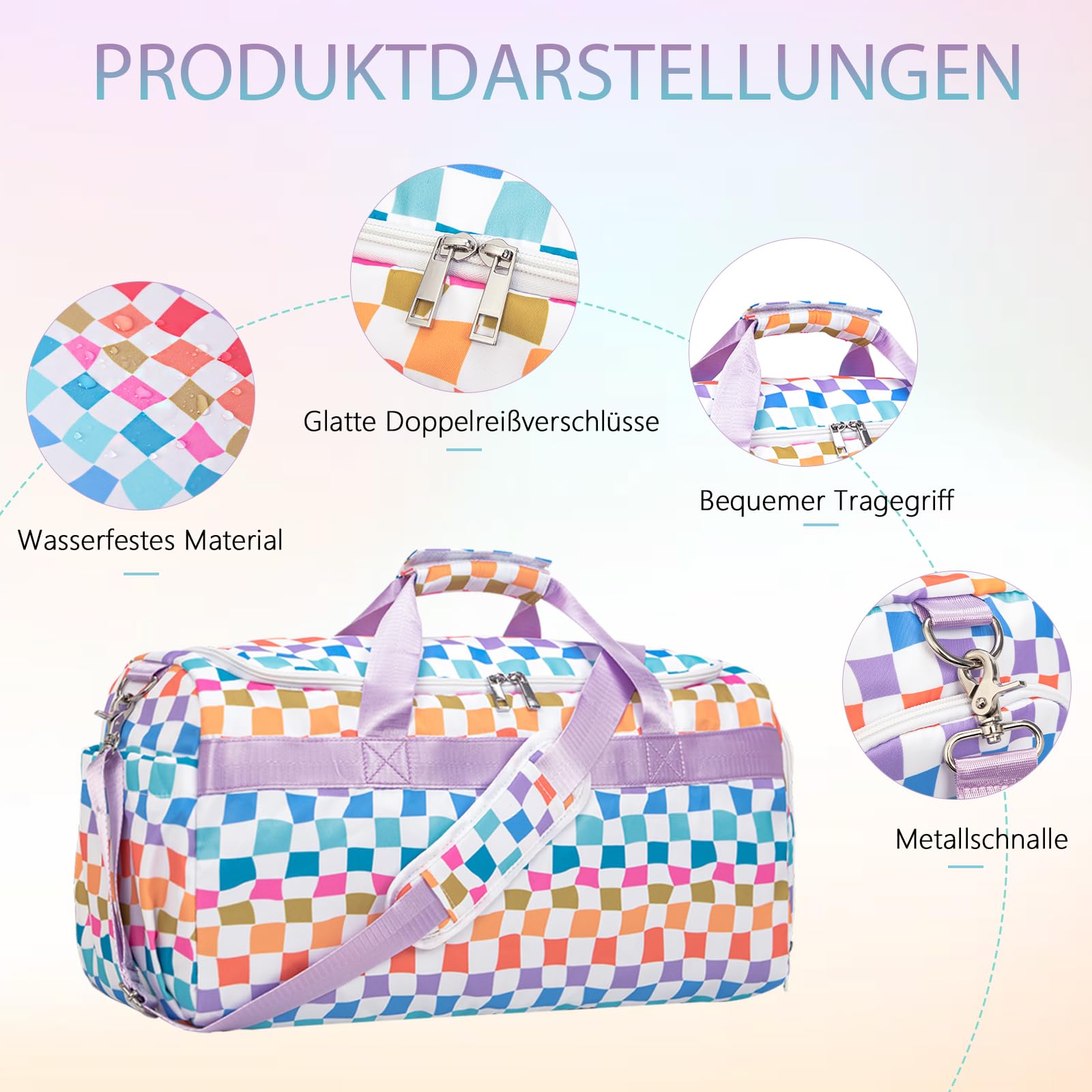 Bosidu Sporttasche für Damen & Herren, Große Reisetasche mit Schuhfach & Nassfach, Leichte Weekender Tasche, Fitness Tasche für Sport, Gym, Reise & Übernachtung