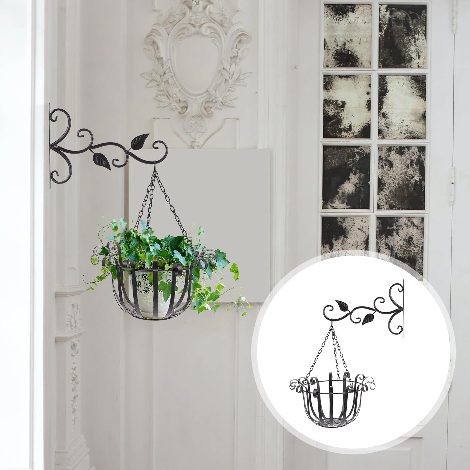 Gatuida Fioriera Sospesa in Ferro Nero con Supporto Portavaso da Parete per Piante Verdi e Fiori Decorativo per Giardino Balcone e Interni Design Elegante e Salvaspazio