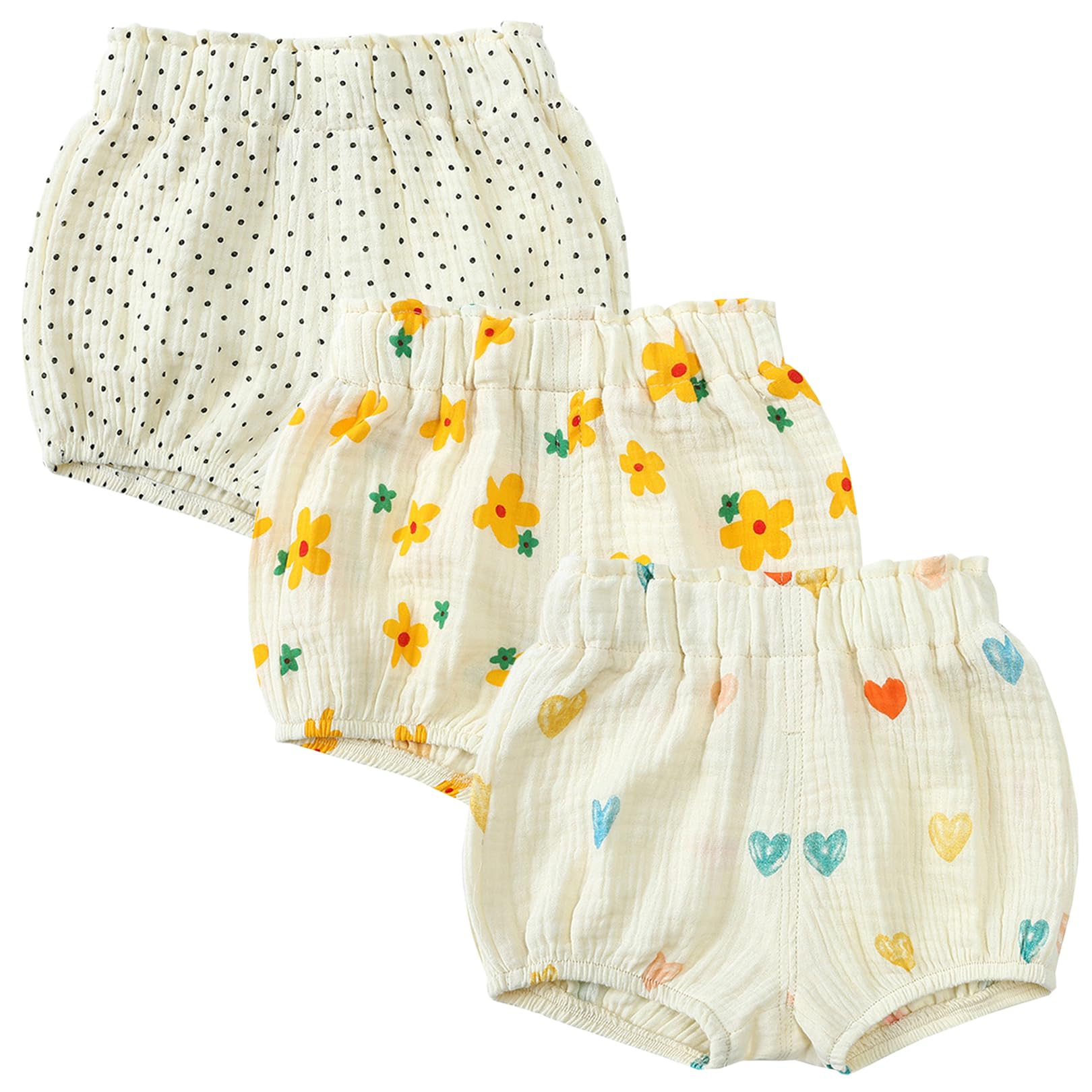 3PC Shorts Set Newborn Baby Girls Boys Pants Cotton Linen Blend Cute Floral Bloomers Triangle Shorts