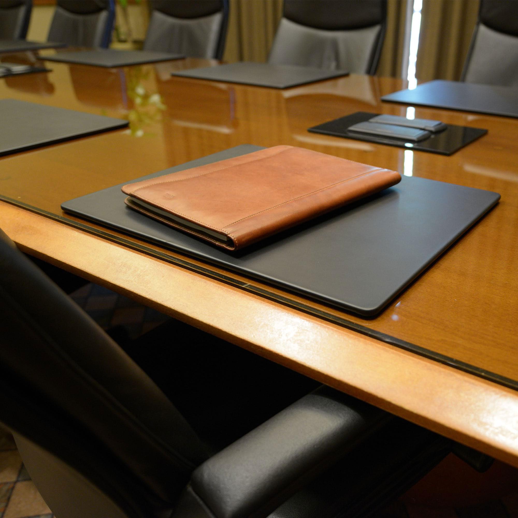 Dacasso Classic Black Leather 14" X 11.5" Luxury Conference Table - View #5