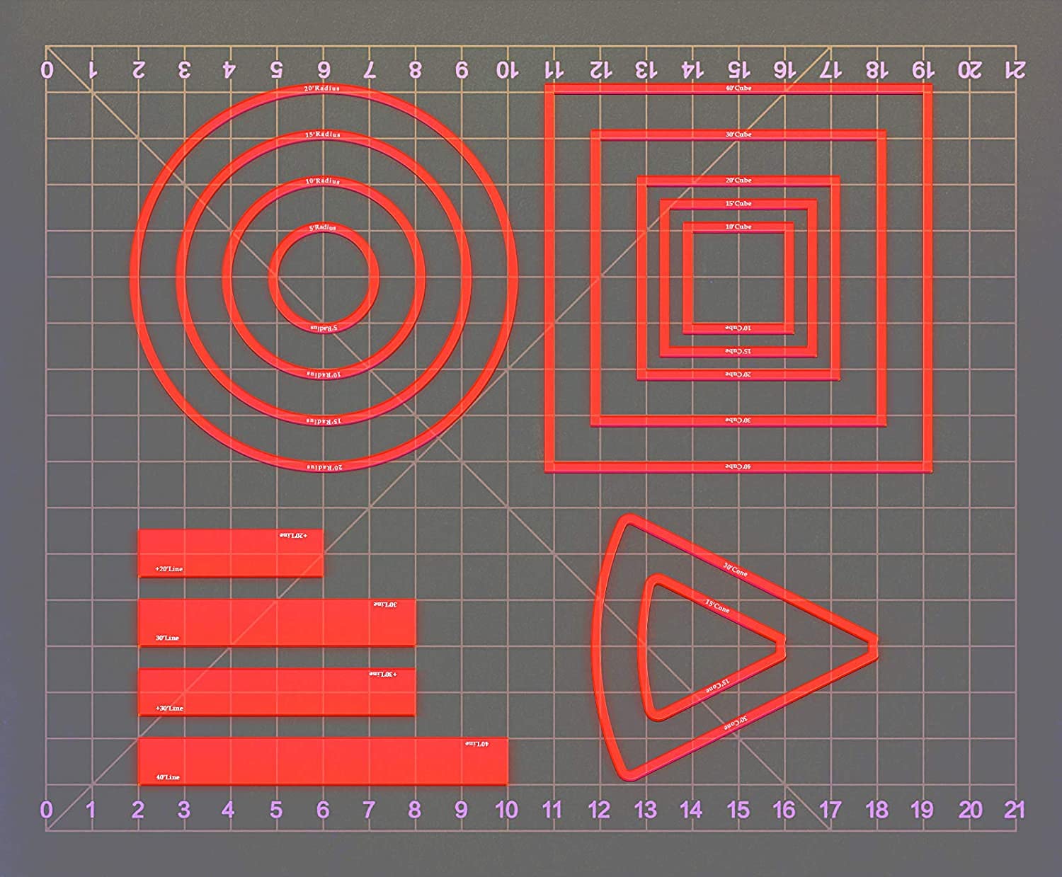 Buy Area of Effect Spell Templates Set of 15 (Included Cube, Cone