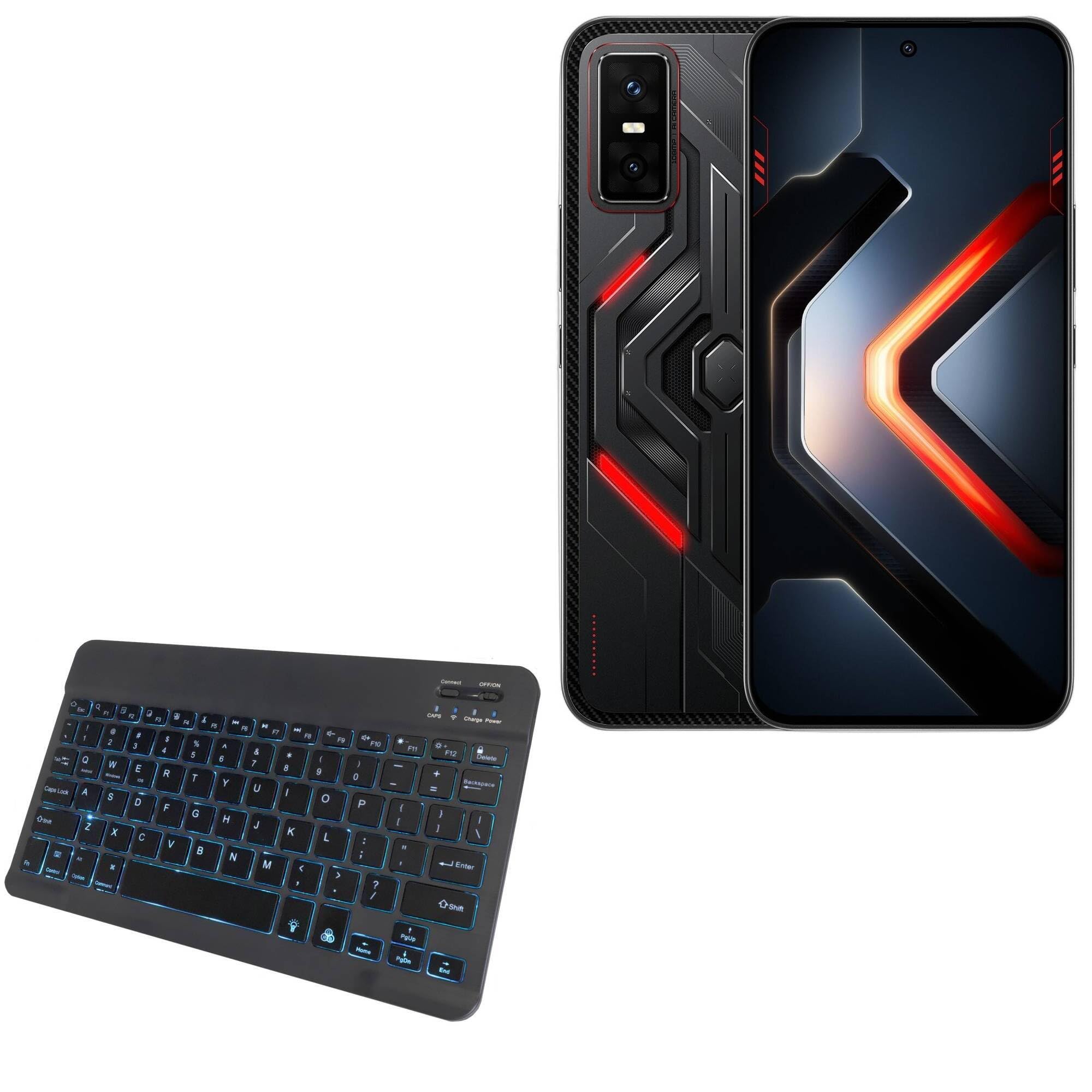 BoxWave Keyboard Compatible With Infinix GT 30 Pro - SlimKeys Bluetooth Keyboard - with Backlight, Portable Slim LED 7 Colors - Jet Black