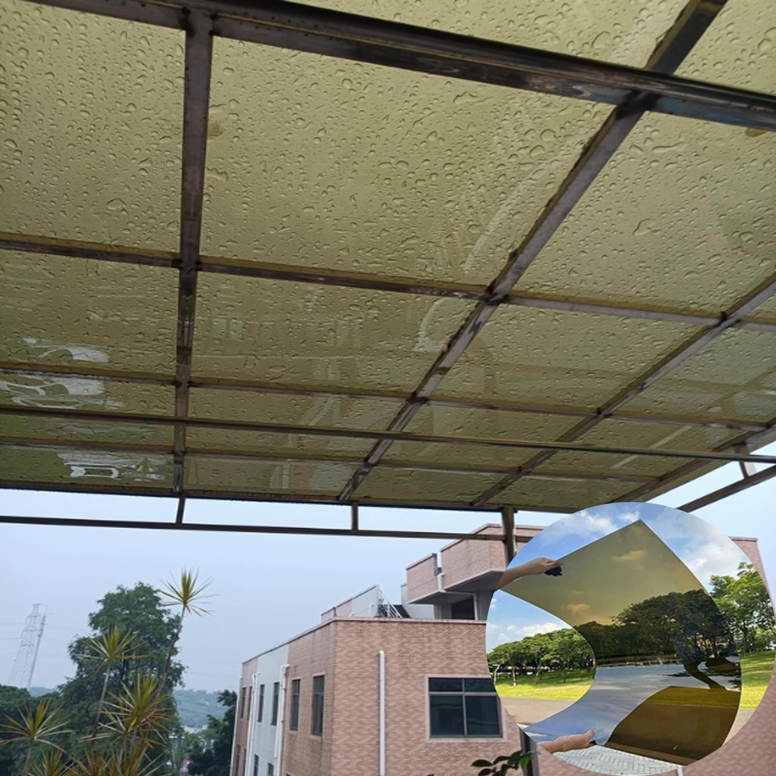 Clear Plastic Patio Roof Replacement Sheets 2mm Thick Polycarbonate Roofing Sheet Outdoor Greenhouse Panels UV Rain Protection Shed Roof Panels Cover for Pergola Carport Yard.(Brown,2.62x16.4ft)