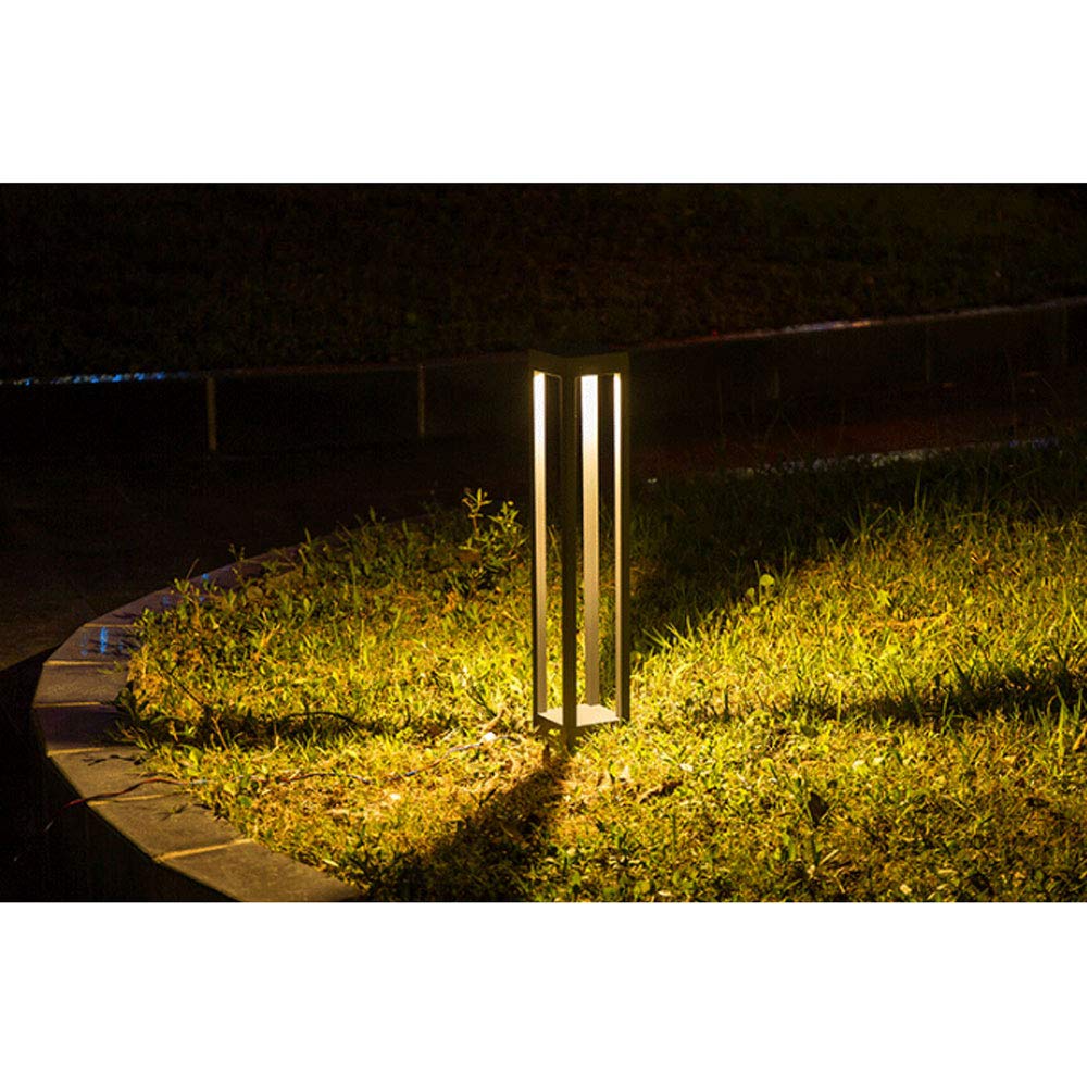 Lámpara de poste cuadrada simple moderna negra LED Acabado mate IP54 Linterna de poste impermeable Césped Jardín Decoración de pared Luz de pilar Material de aluminio fundido Lámpara de columna