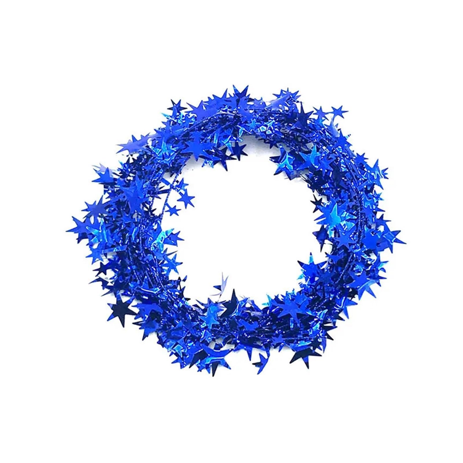 Yeobezn Blue Tinsel Stars Wire Garlands 12Pcs Christmas Stars Tinsel Garland Rattan Xmas Tree Decoration For Home Wedding Birthday New Year Streamers Ornaments(Blue)