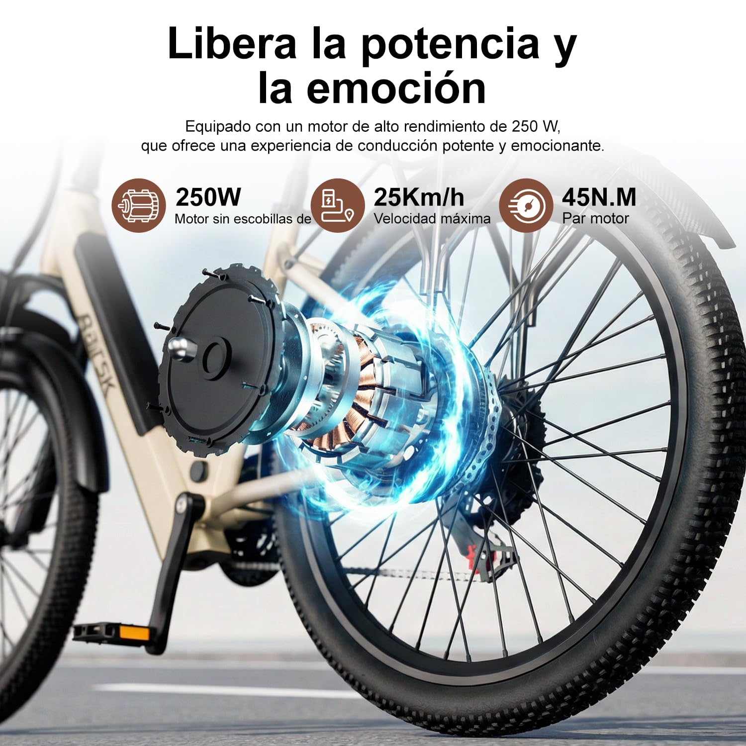 S600 - Bicicletta elettrica per adulti, 250 W, 36 V, 13 Ah, autonomia 75 km, 7 velocità, con batteria rimovibile e portapacchi