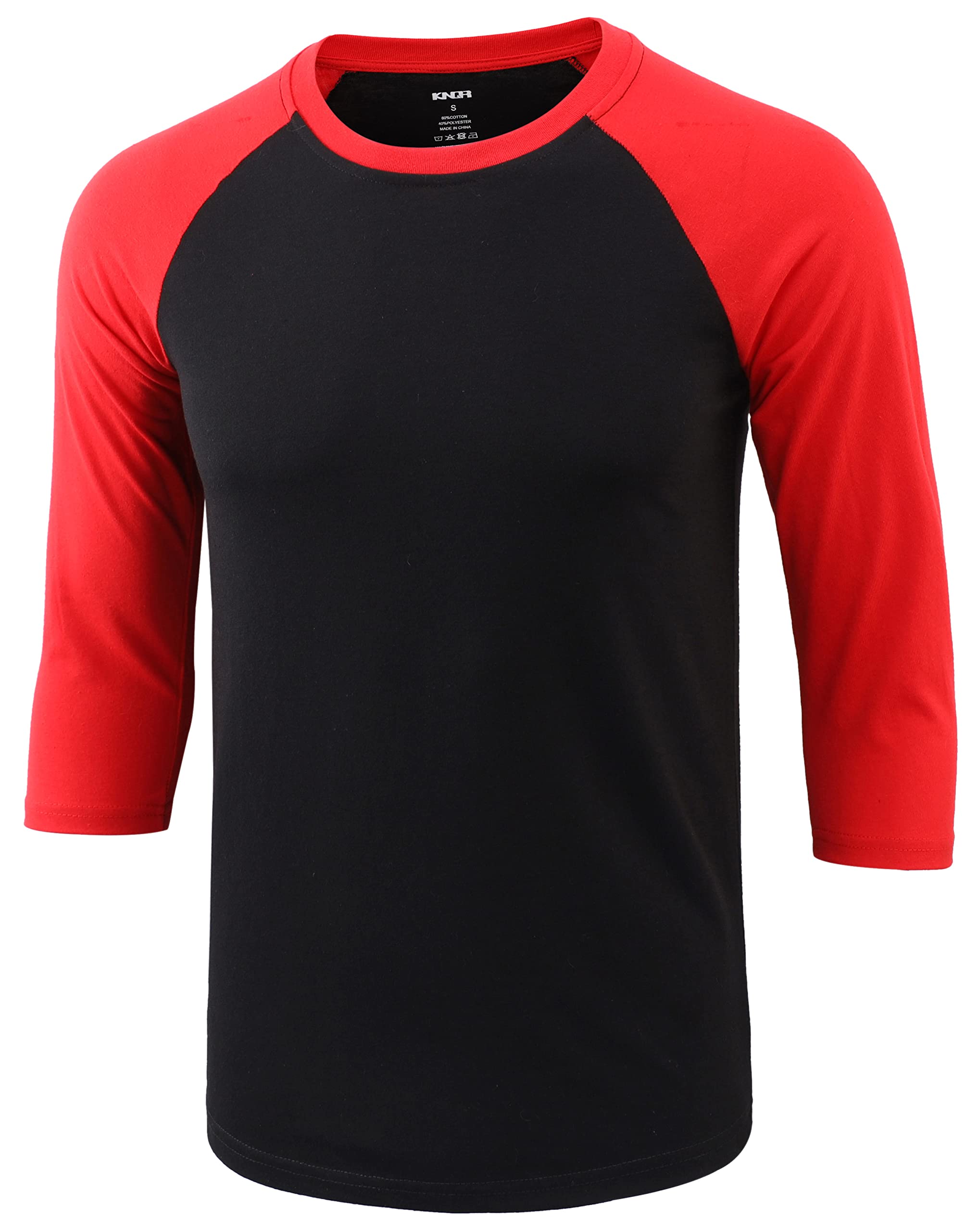 KNQR Mens Casual Basic Soft Tagless 3/4 Sleeve Active Sports Running Hiking Baseball Tee Shirts