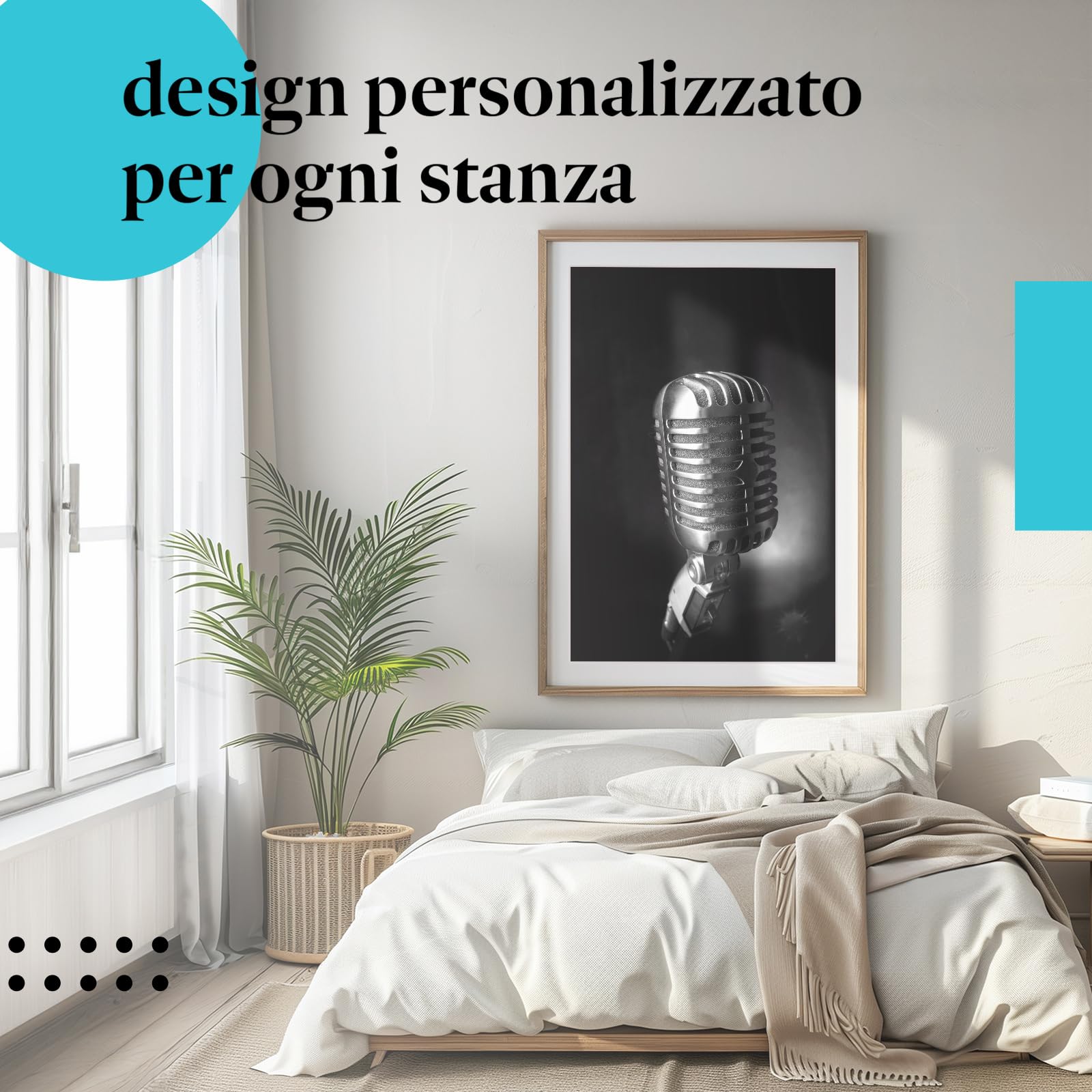 Postereck - 3424 - Microfono, musica retrò palco rock n roll SW - Decorazione da Parete, Stampa Fotografica, Ideen Regalo, Stampa d'Arte - Tela - 100,0 cm x 75,0 cm