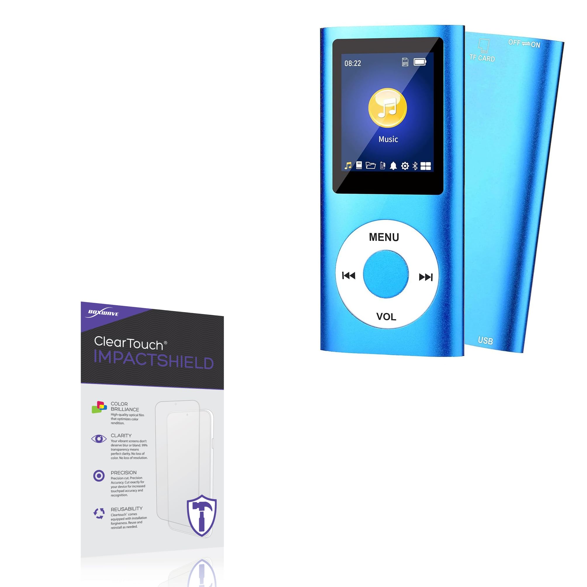 BoxWave Screen Protector Compatible With Gracioso Mp3 Player (1.8 in) - ClearTouch ImpactShield (2-Pack), Impenetrable Screen Protector Flexible Film