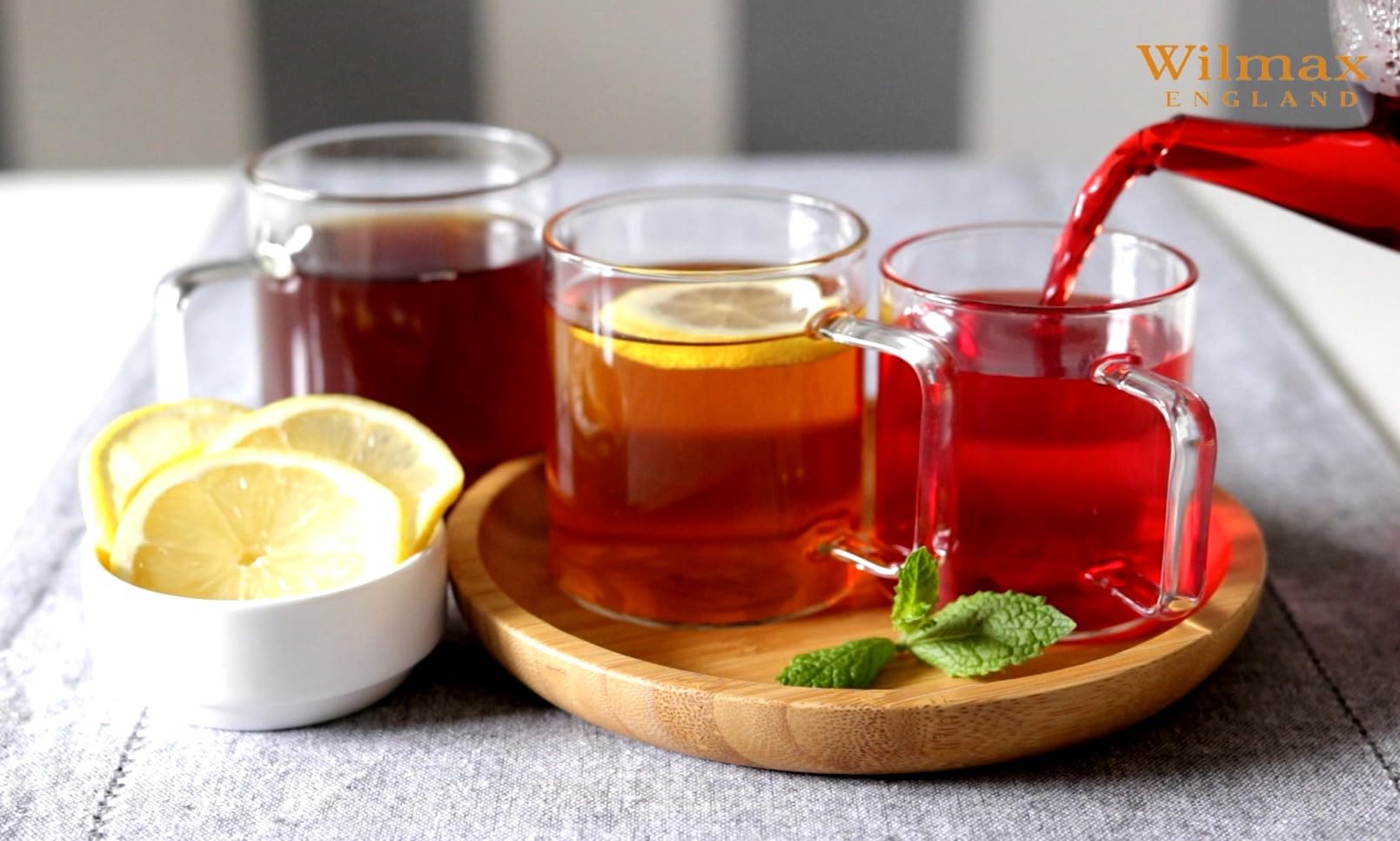 Wilmax - Bicchieri da tè e caffè con manico - Set da 6-160 ml - Bicchieri per bevande calde e fredde - Bicchieri da caffè - Bicchieri da vin brulé