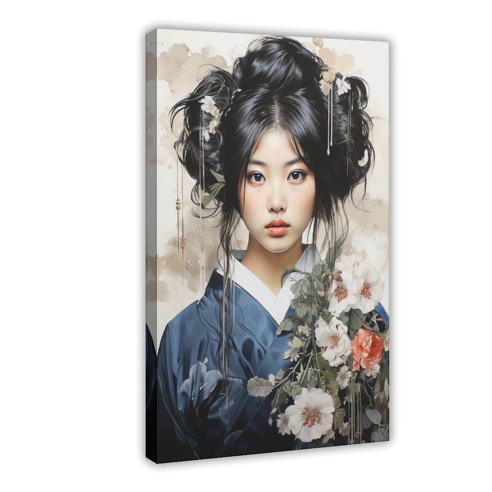 QNVJQKDSI Japanese Geisha Art (4) Canvas Poster Wall Art Decor Print Picture Paintings for Living Room Bedroom Decoration 24" L X 36" W