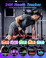 Vista 4 de Reloj inteligente para hombres Android Fitness Tracker: 1.53 "Militar Reloj inteligente con linterna brújula hacer respuesta Bluetooth Llamada