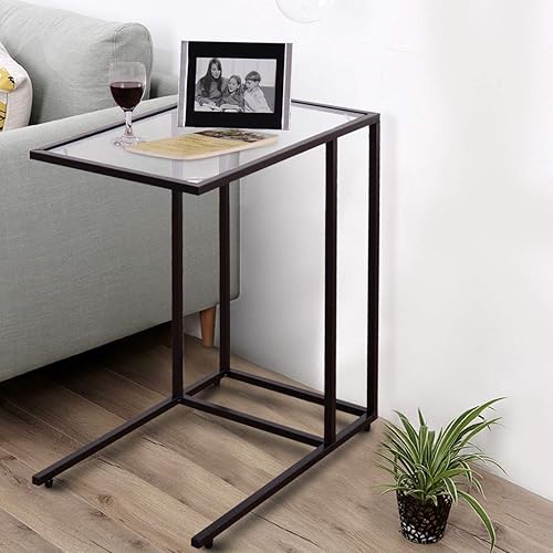 Mesa auxiliar rectangular inclinable con parte superior de cristal, mesa auxiliar de sofá, mesa auxiliar de café para soporte de laptop, sala de