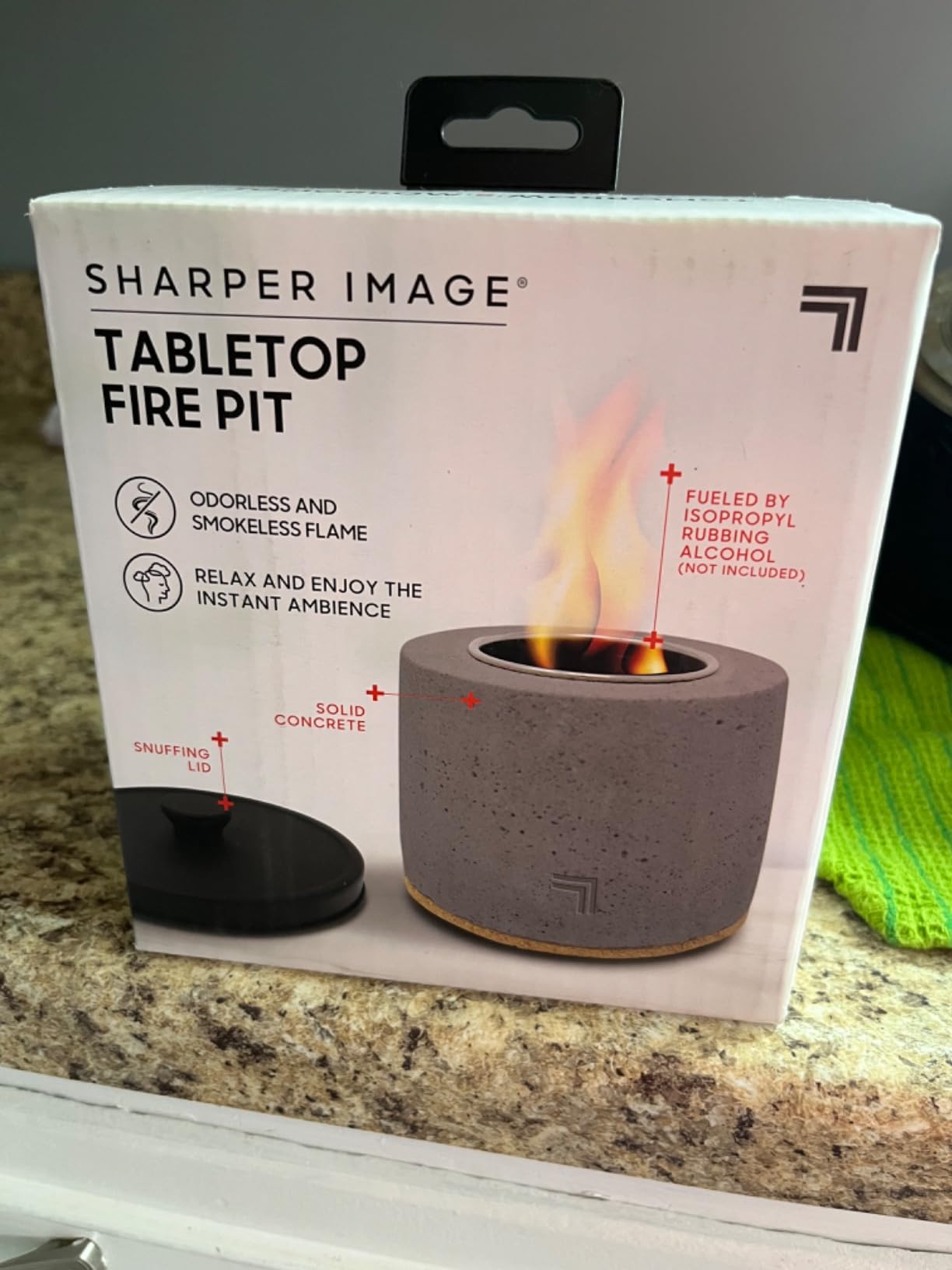 9/mo Finance Tabletop Fire Pit by Sharper Image Portable, Concrete