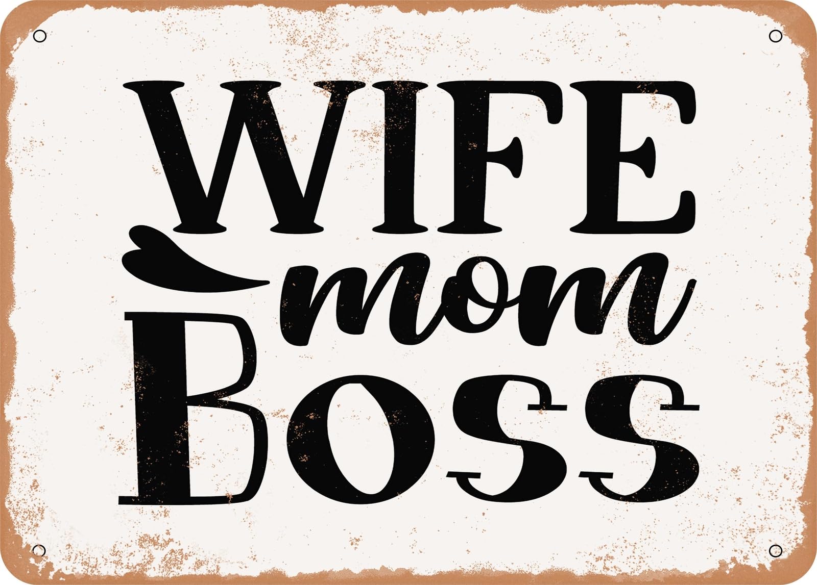 Miaomansenstore Metal Sign - Wife Mom Boss - 4 - Vintage Look Sign Home Decor