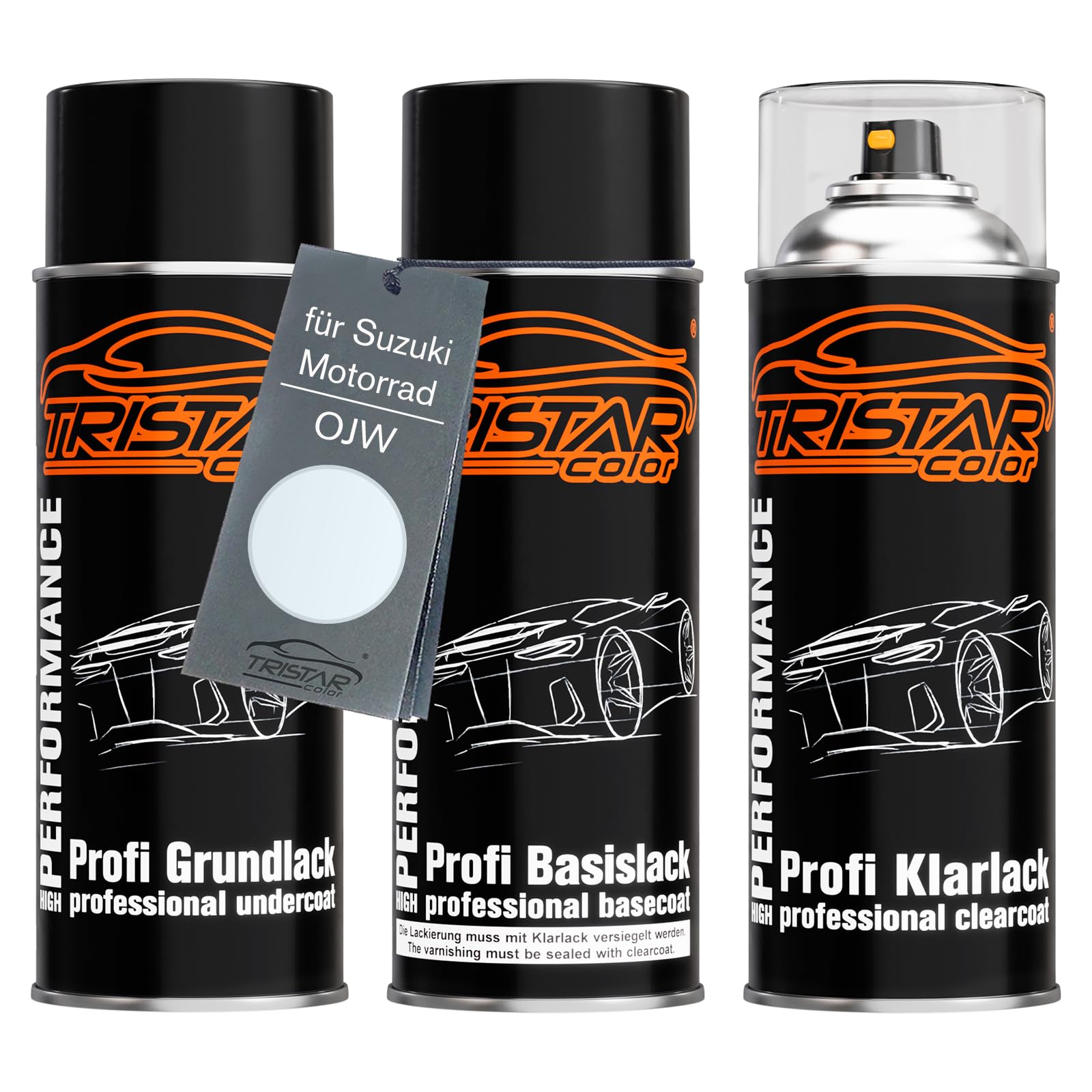 TRISTARcolor Motorcycle paint Spray can set for Suzuki Motorrad OJW White Perl under + base coat clear coat spray can 400ml