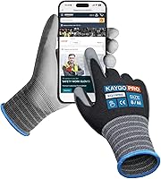 Vista 18 de KAYGO KG15P - Guantes de trabajo con revestimiento de poliuretano, nailon Lite, para la seguridad, revestimiento de poliuretano gris, muñeca de Azul