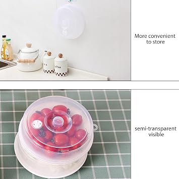 Microwave Splatter | Clear Microwave Splash Guard | Anti Splatter Perforated Guard, Dish Bowl Plate Serving , Kitchen Gadget, Oven Splatter Guard For Kitchens, Canteens, Hotels