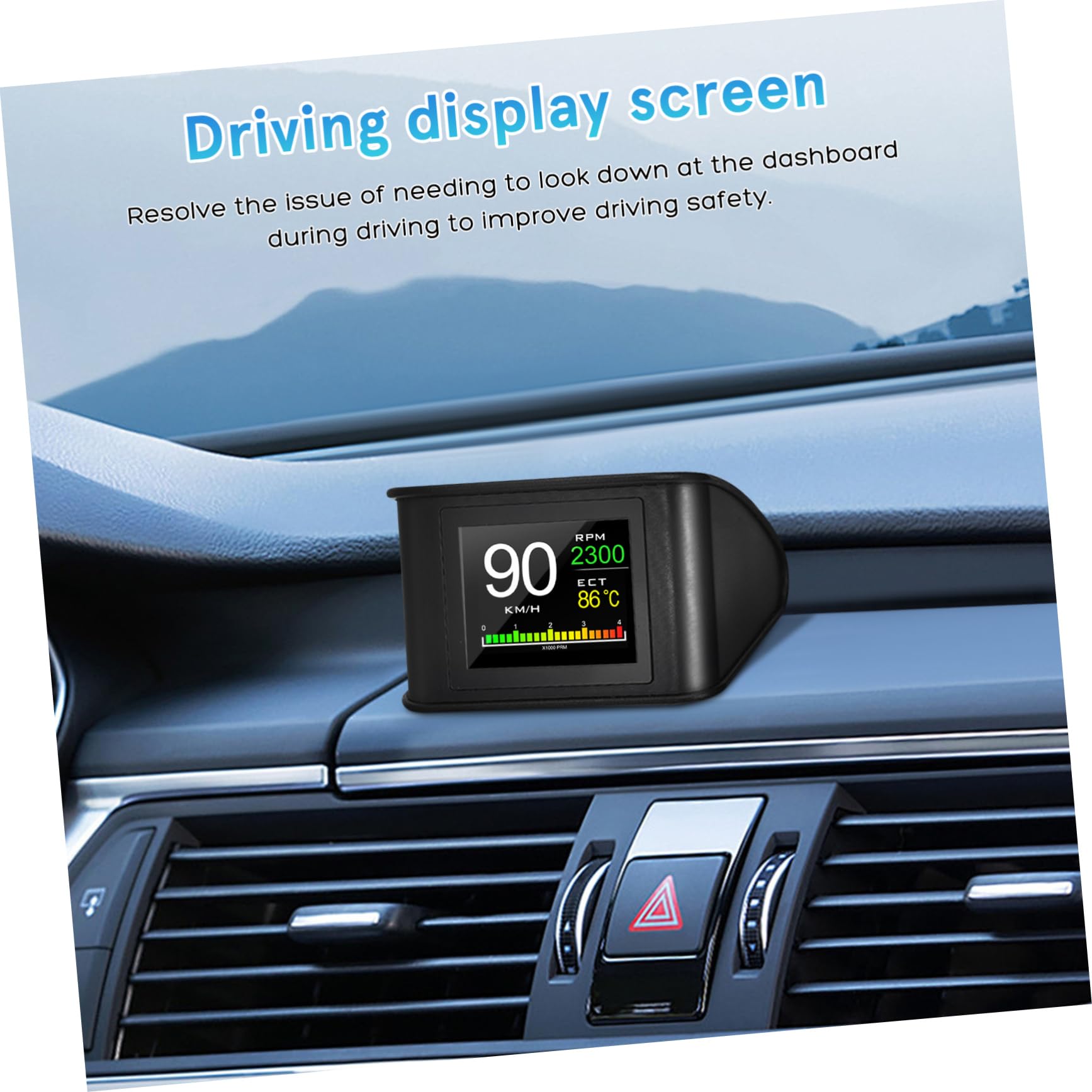 Display Hud per Auto Portatile Modello P in Abs e Pc, Tachimetro | Schermo di Visualizzazione della Velocità Auto, per Guida e Lunghi Viaggi, Set Completo