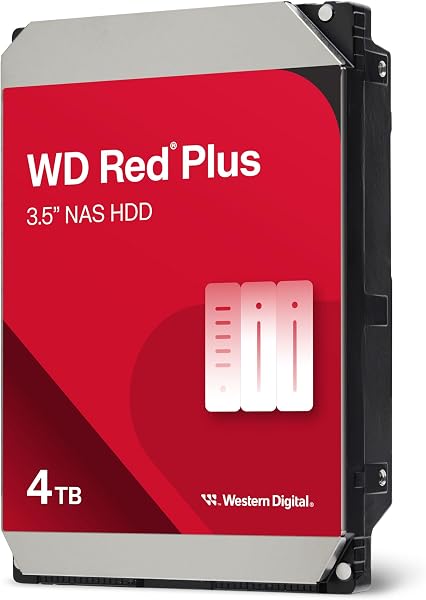 WD Red Plus 4 TB NAS Interne Festplatte 3,5 Zoll - 5400 U/Min, SATA 6 Gb/s, CMR, 256MB Cache - 2