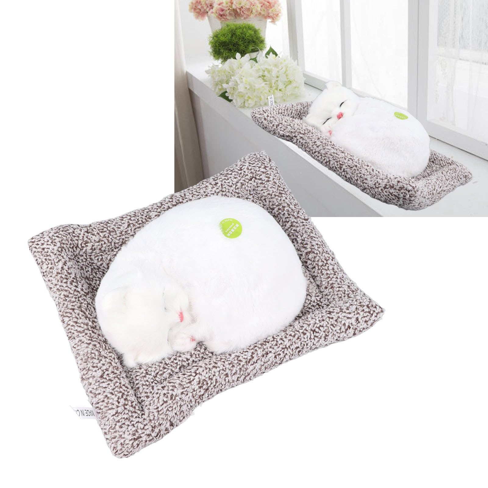 KWIBYBGSSimulatcat Simulated Sleeping Cat Doll Realistic Meow Sound Animal Toy with Activated Carbon Bcute