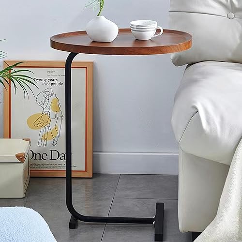 Miniatura 7 de Juego de 2 mesas auxiliares en forma de C, mesa auxiliar ovalada pequeña, mesa de sofá, mesa para sala de estar, dormitorio, mesita de noche,