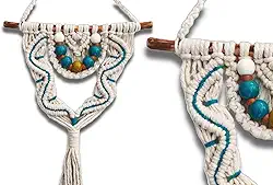 Painel de Macramê Decoração para Casa Boho Chic (Cru/Verde Esmeralda)