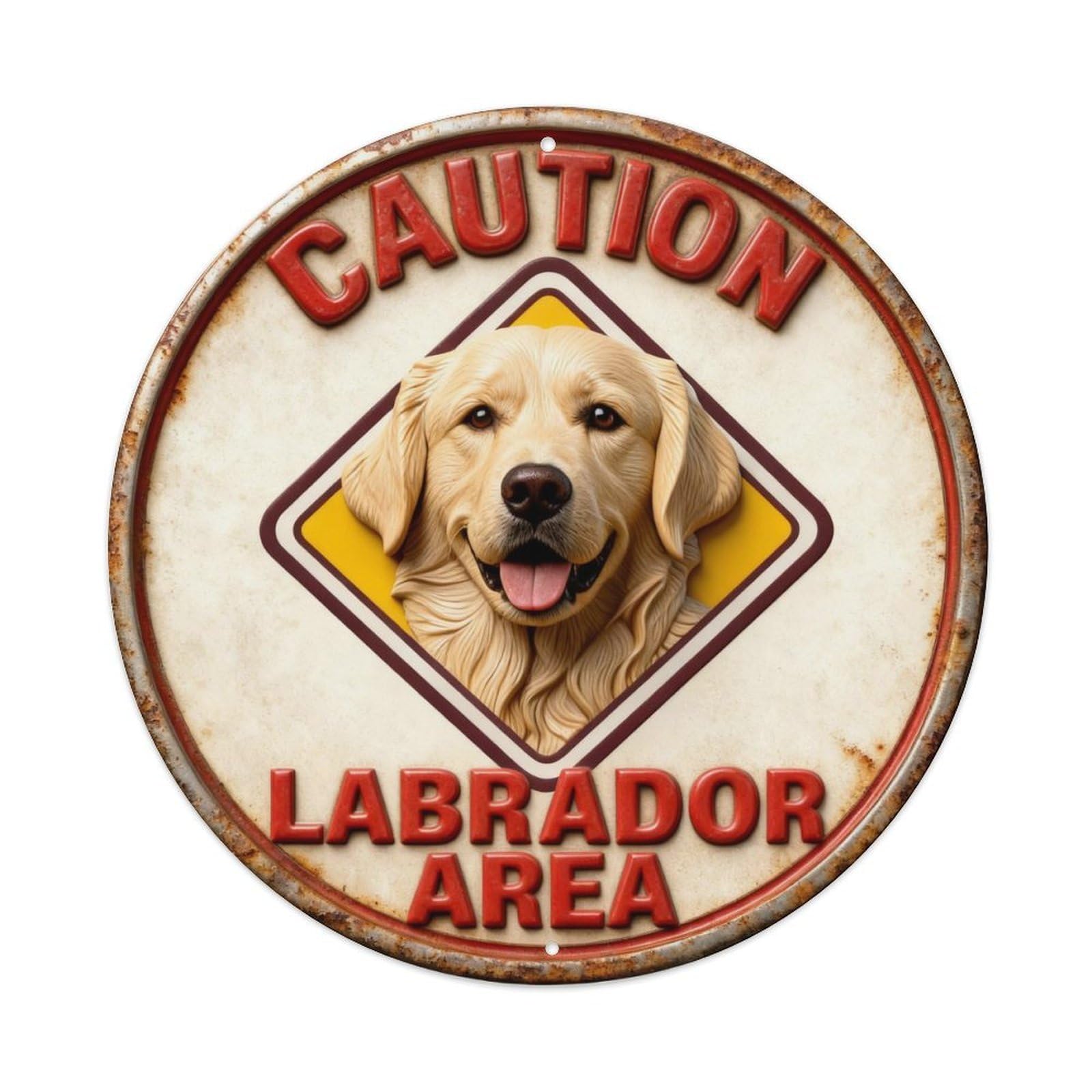 Danger Retriever Zone Sign Pattern Round Metal Tin Sign Vintage Wall Decor, Bar Garage Cafe Kitchen Home Wall Art Poster 8x8inches