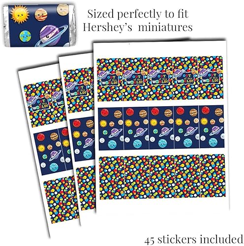 Miniatura 5 de Paquete de calcomanías para fiesta de cumpleaños de Outer Space Happy Planets, 429 piezas. Incluye 60 2 calcomanías circulares para recuerdos y