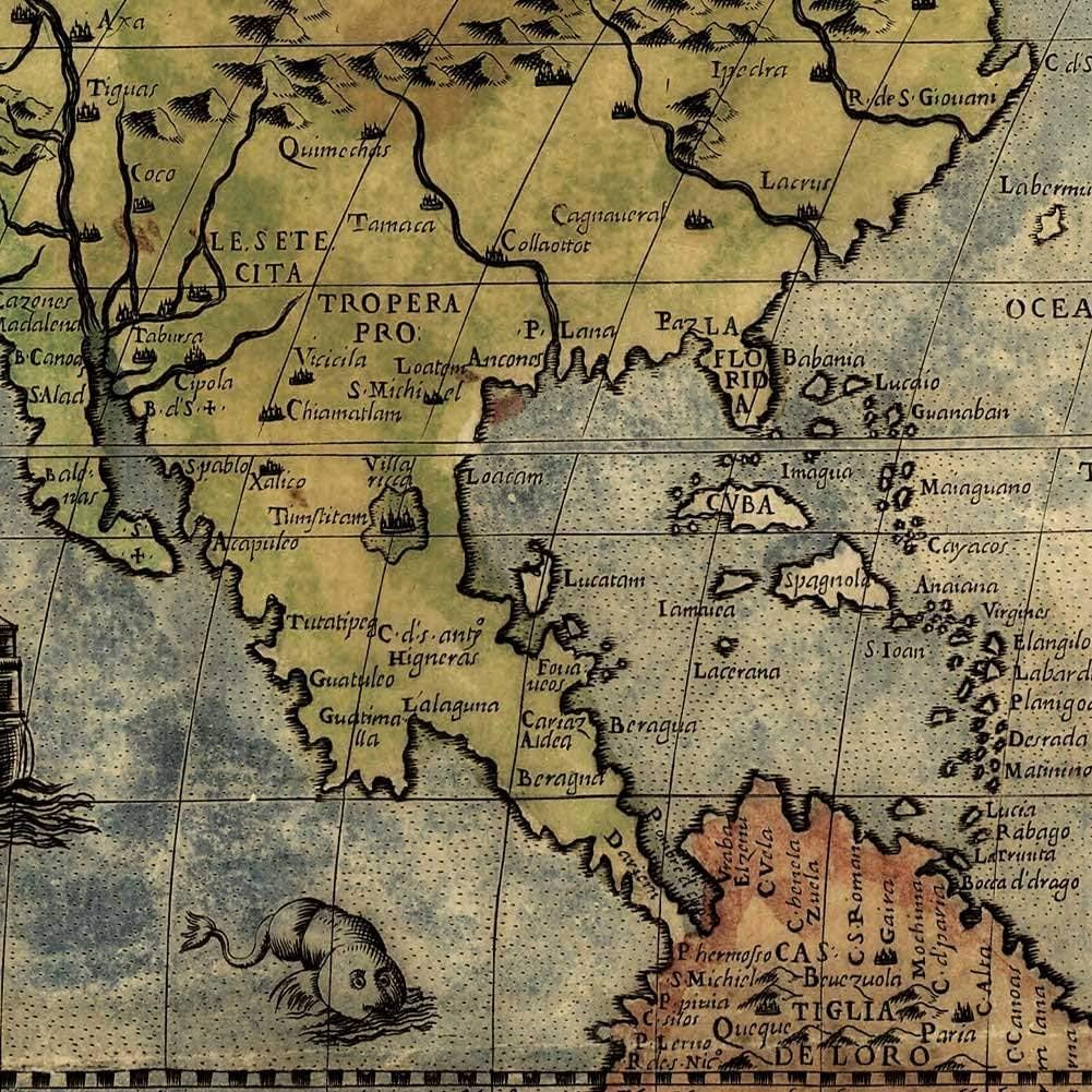 Amazon.co.jp: Paolo Forlani c.1565年作イタリア旧世界探検天使と
