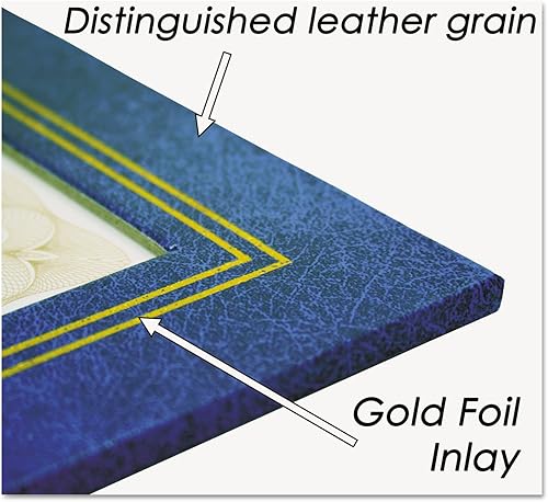 Miniatura 3 de GLOLITE NUDELL LLC - Marco de certificado de grano de cuero de 8.5 x 11 pulgadas, paquete de dos, color azul