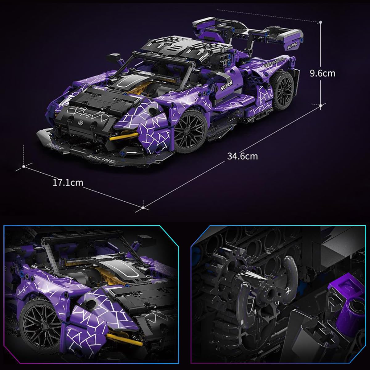 Kit De Construction Voiture De Sport Auspcers – 1314 Pièces, échelle 1:14, Compatible Grandes Marques, Supercar